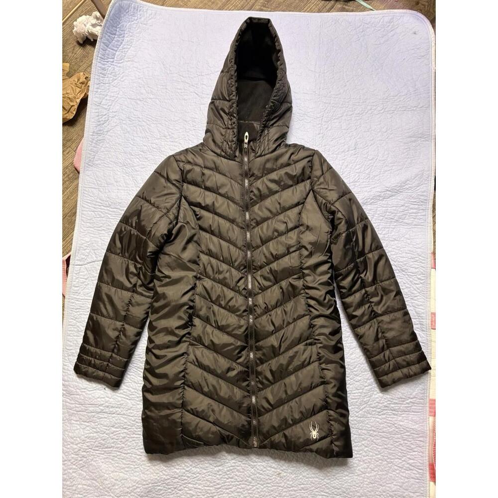 Spyder Girls L 12/14 Jacket Large Black Puffer Coat Packable EUC FAST SHIP